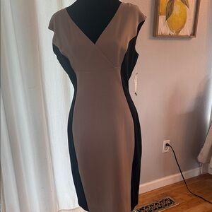 Ronni Nicole Black and Tan Midi Dress